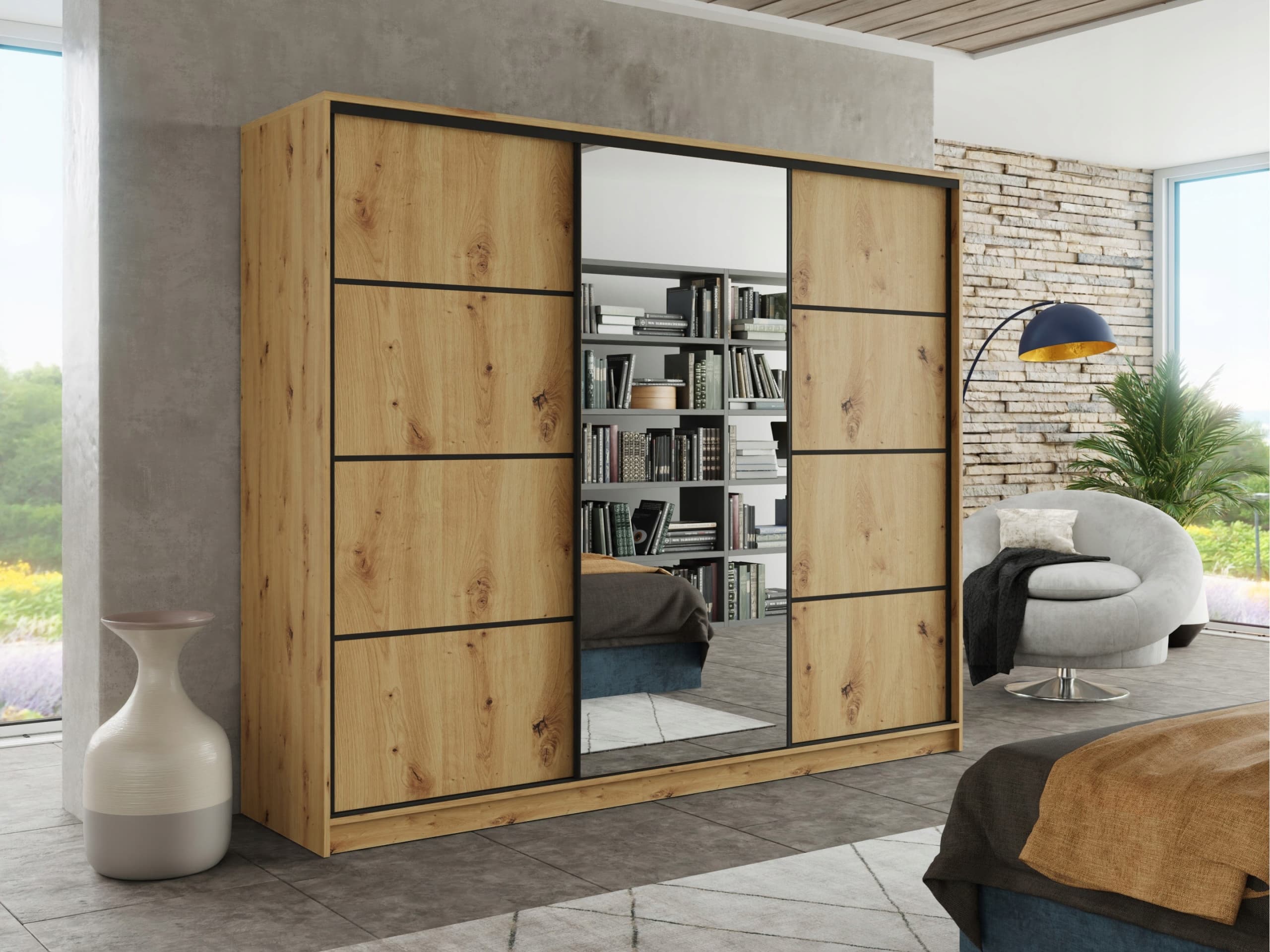 Szafa przesuwna lustro szuflady 180x205x56 ARTISAN PAOLA 1