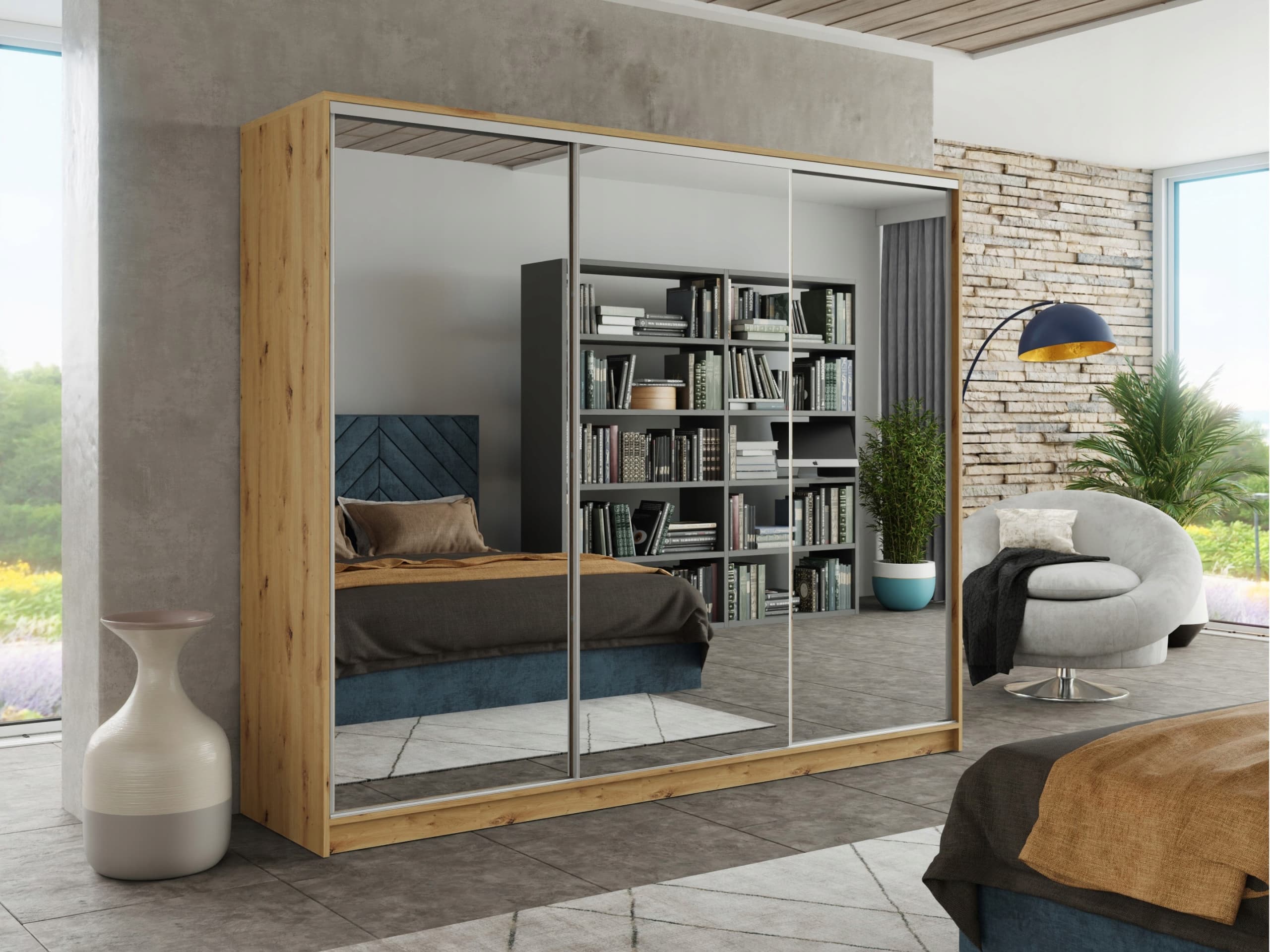 Szafa przesuwna lustro szuflady 150x205x56 ARTISAN PAOLA 10