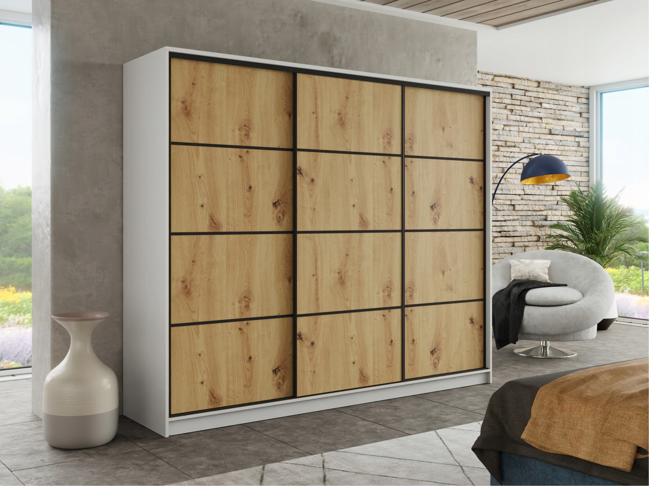 Szafa przesuwna szuflady 200x205x56 ARTISAN PAOLA 13 MIX