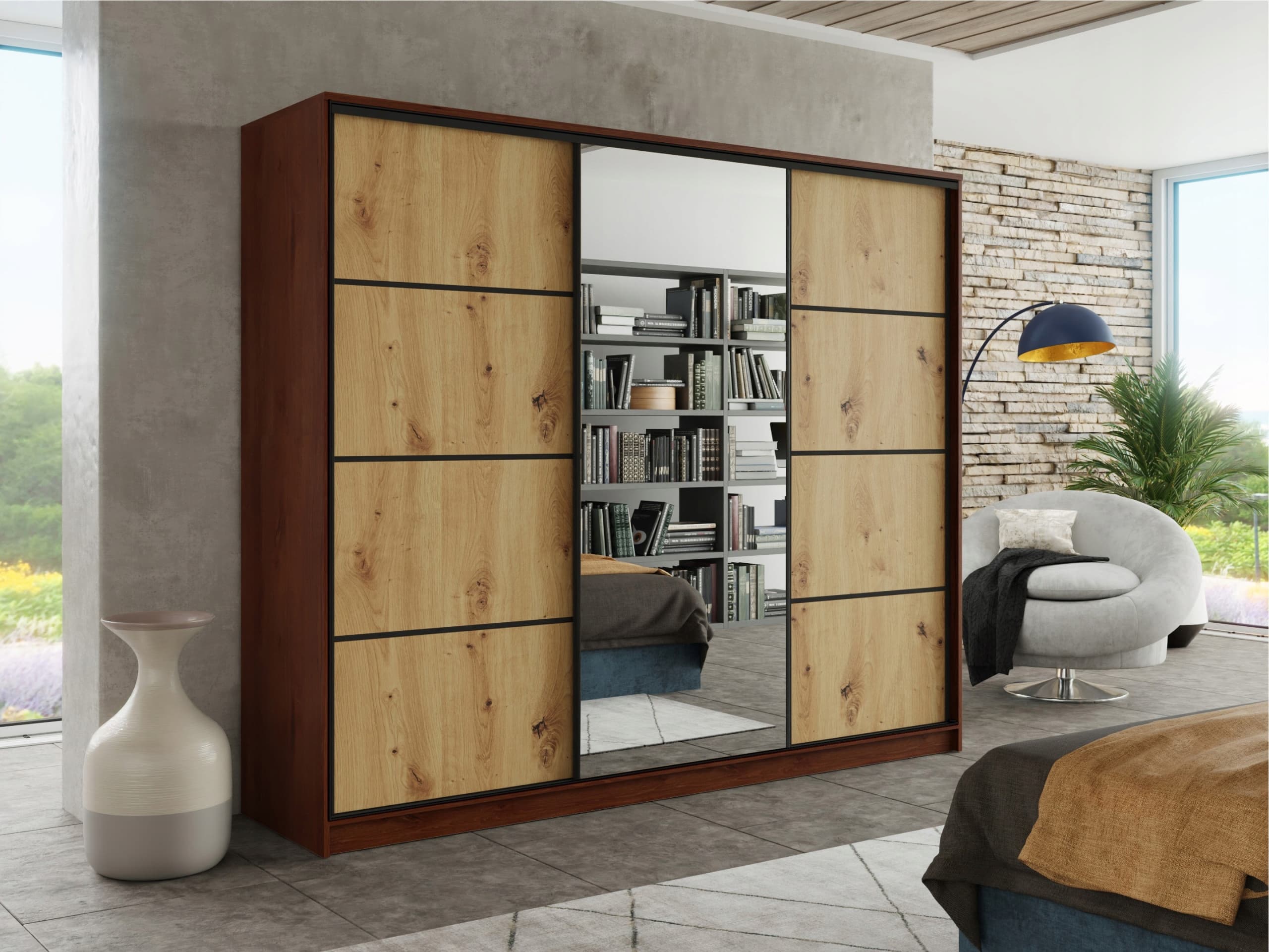 SZAFA PRZESUWNA LUSTRO 270x230x56cm ARTISAN LEFKAS SZUFLADY PAOLA 4