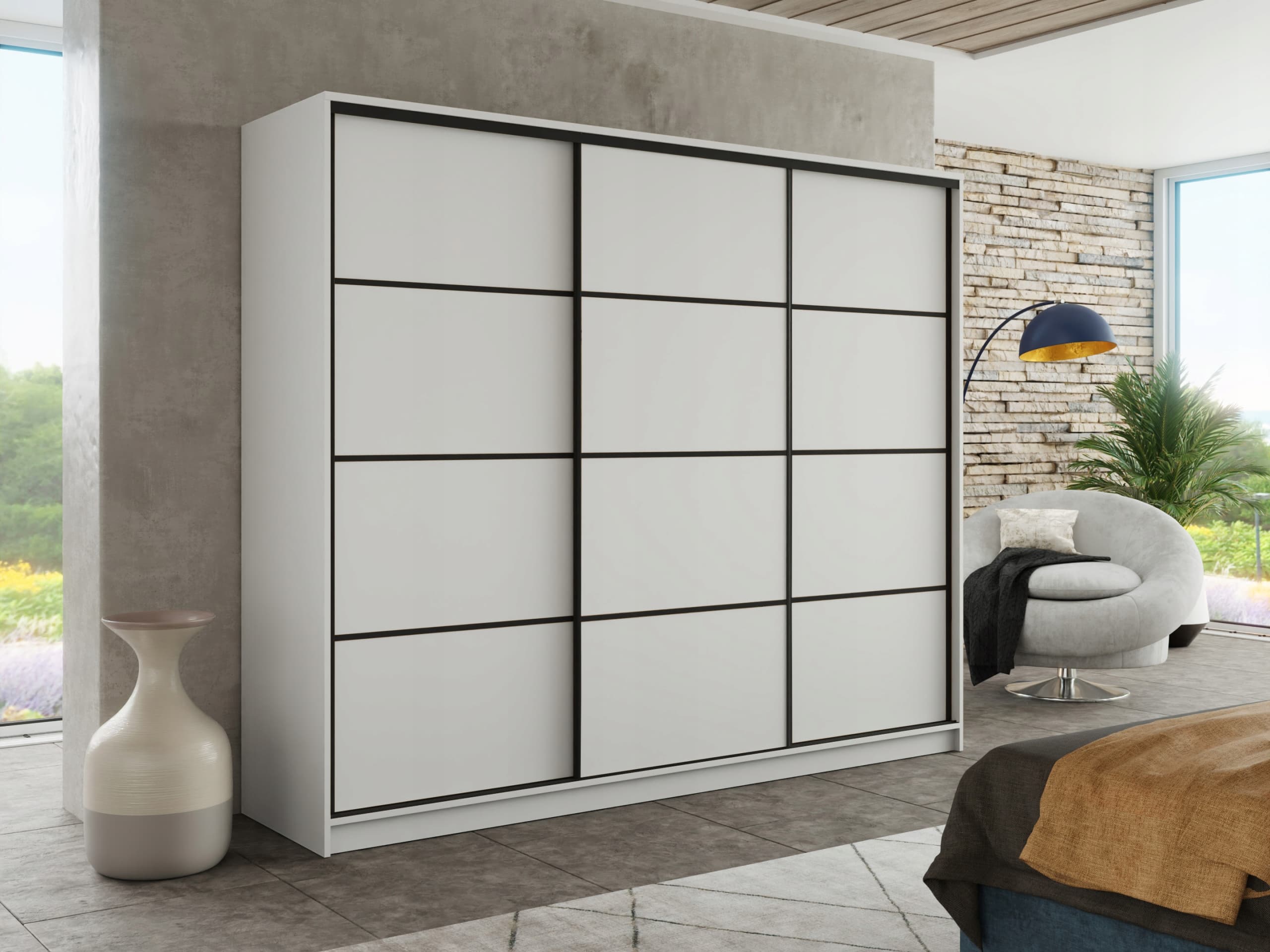 Szafa przesuwna szuflady 150x205x56 BIAŁA PAOLA 17