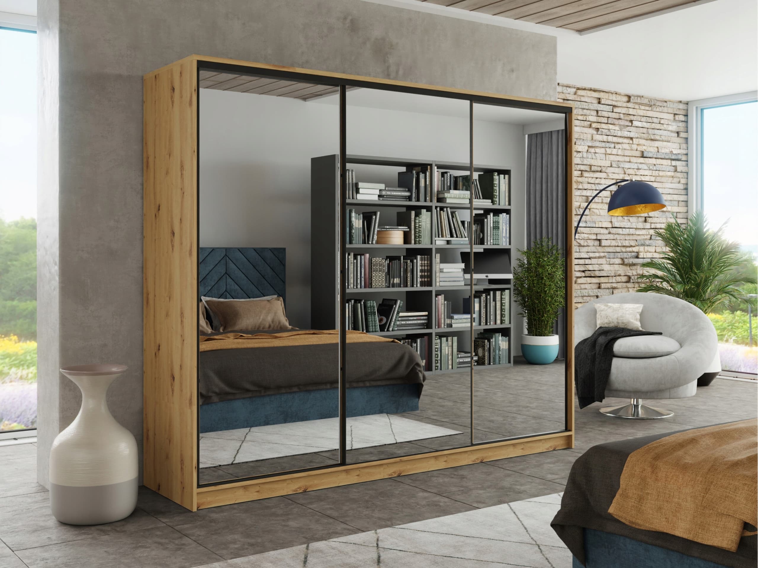 Szafa przesuwna lustro szuflady 150x205x56 ARTISAN PAOLA 10
